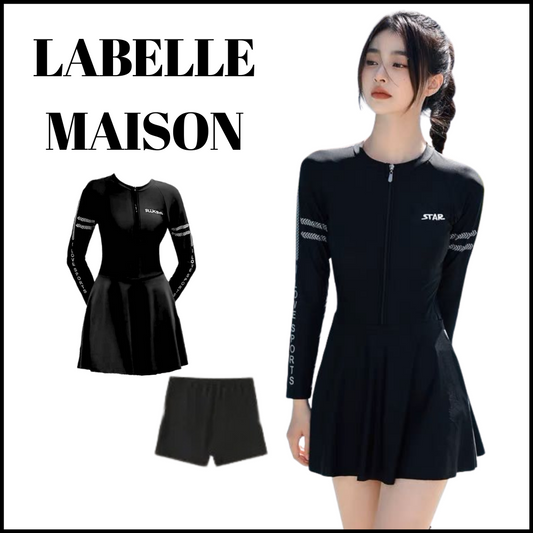 A22 Series Black Long Sleeves 2pcs Dress