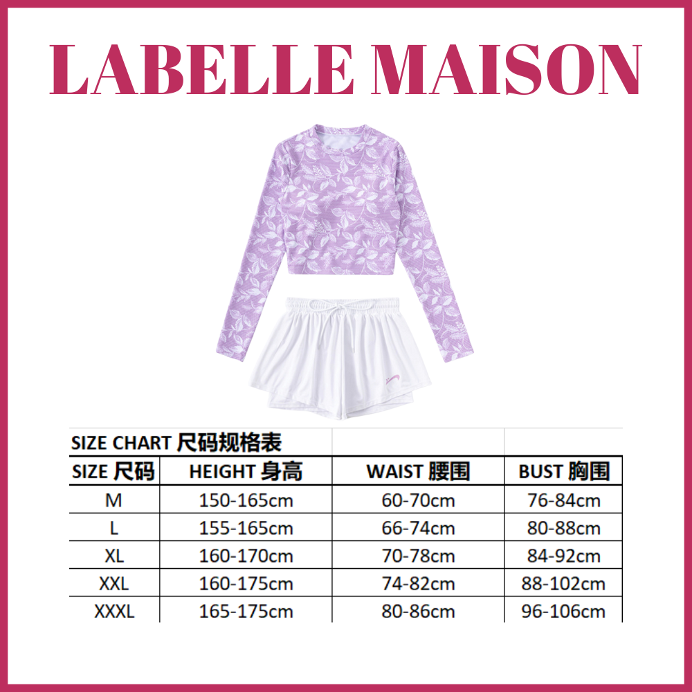 A14 Series Long Sleeves Purple 2pcs Swimwear