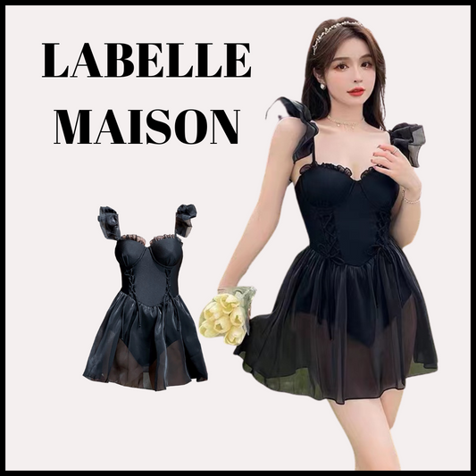 A11 Series Black Sleeveless Princess Dress Bikini