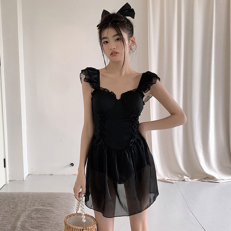 A11 Series Black Sleeveless Princess Dress Bikini