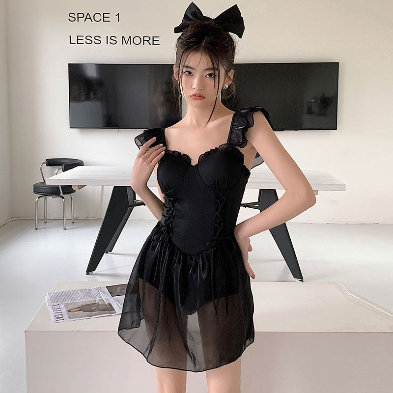 A11 Series Black Sleeveless Princess Dress Bikini