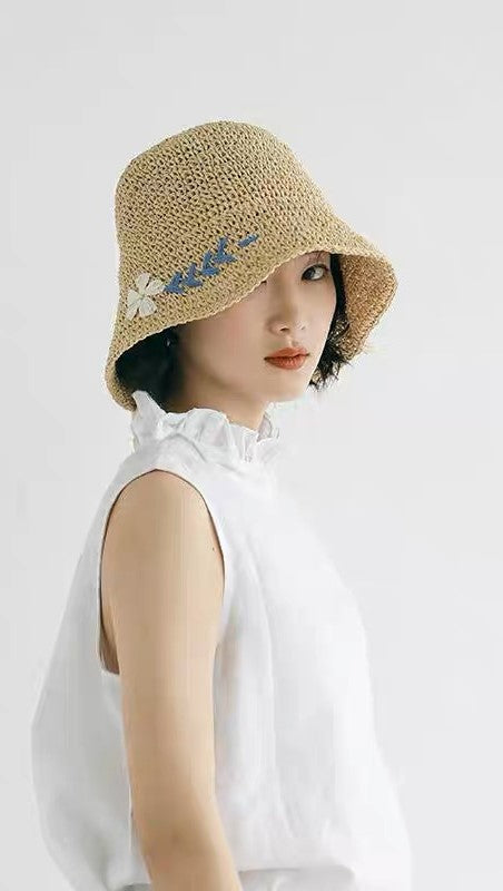 H10 Blue Flowers Beach Hat