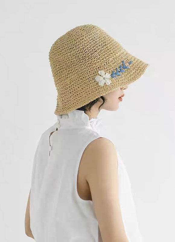 H10 Blue Flowers Beach Hat